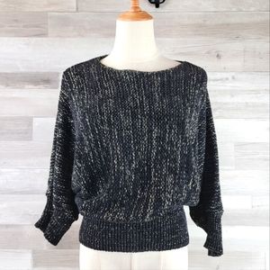 Vivanti Batwing Knit Black Metallic Gold Sweater Size Medium USA Made